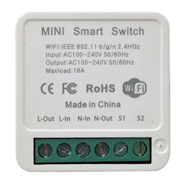 Реле 1-х канальное 1CH WI-FI SWITCH MODULE УМНЫЙ-ДОМ max16A IP20 42*42*20mm SPF10579 23-12