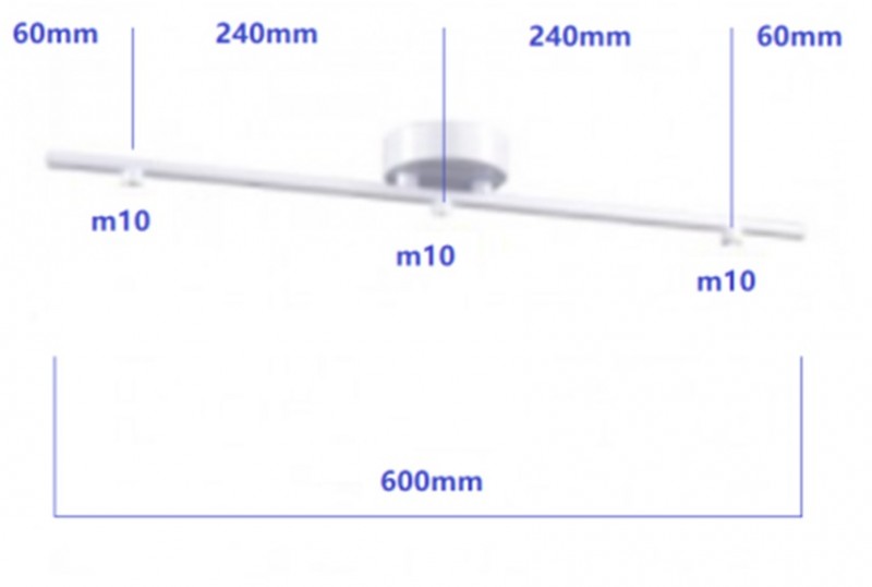 Металлическая арматура (белый) 600*100мм/3*М10 для светильника, с крепежом, SPFR1815